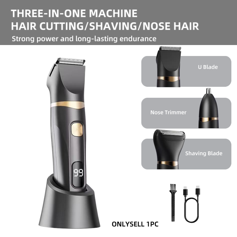 Men'S Grooming Facial - ชุดอุปกรณ์ตัดแต่งขนไฟฟ้าสำหรับใช้ในบ้าน 3 ชิ้น, ชุดเครื่องตัดผมพร้อมเครื่องเล็มขนหน้า, อุปกรณ์ดูแลขนจมูกและขนหู, ของขวัญสำหรับผู้ชายที่พกพาสะดวก