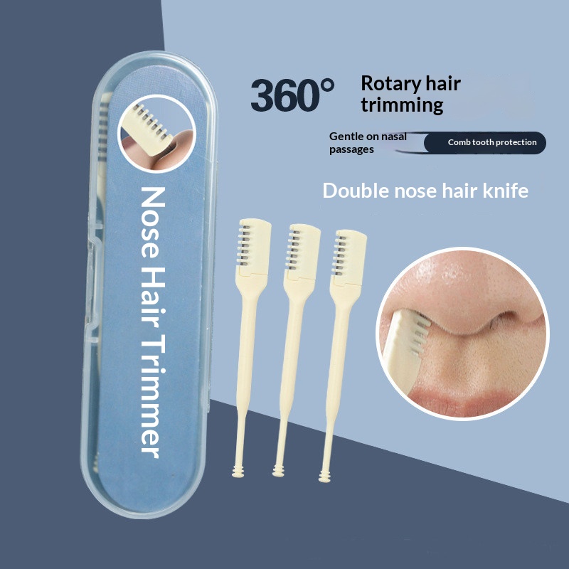 Men'S Grooming Makeup - 2/3 ชิ้น เครื่องตัดขนจมูกแบบมือ 360 ° เครื่องตัดขนจมูกแบบหมุนได้