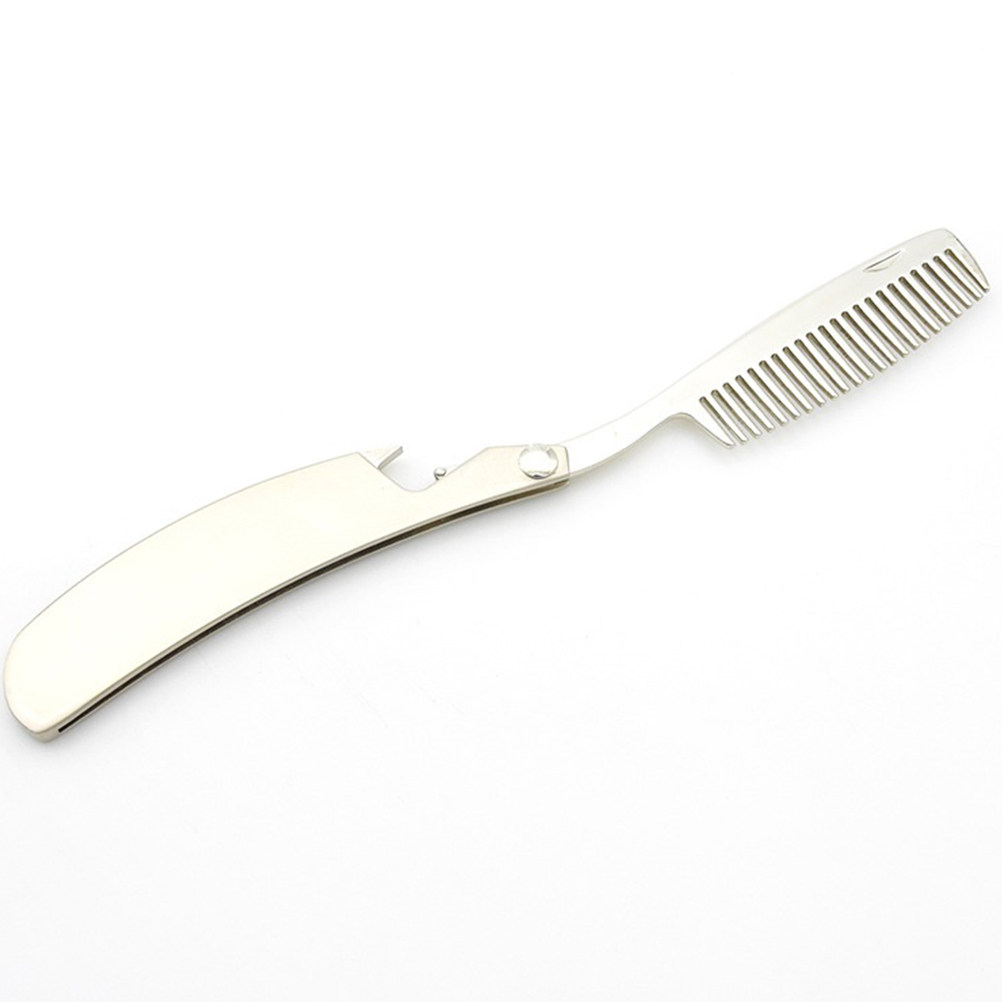 Grooming Men'S Hair - หวีหนวดเคราโลหะผสมสังกะสี แบบพับได้ ขนาดเล็ก พกพาสะดวก สำหรับผู้ชาย ช่วยนวดหนังศีรษะ