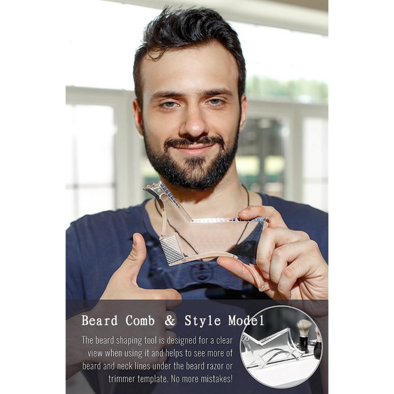 Men'S Grooming Facial - เครื่องมือจัดแต่งทรงหนวดเครา แม่แบบจัดแต่งทรงหนวด หมายเลข 6 อุปกรณ์ช่วยตัดแต่งและจัดแต่งทรงขนบนใบหน้าสำหรับผู้ชาย