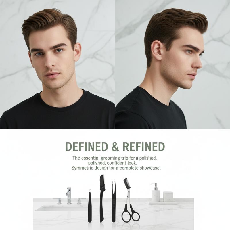 ชุดอุปกรณ์ตกแต่งคิ้วสแตนเลส 3  - Men'S Grooming Makeup บทวิจารณ์และราคา